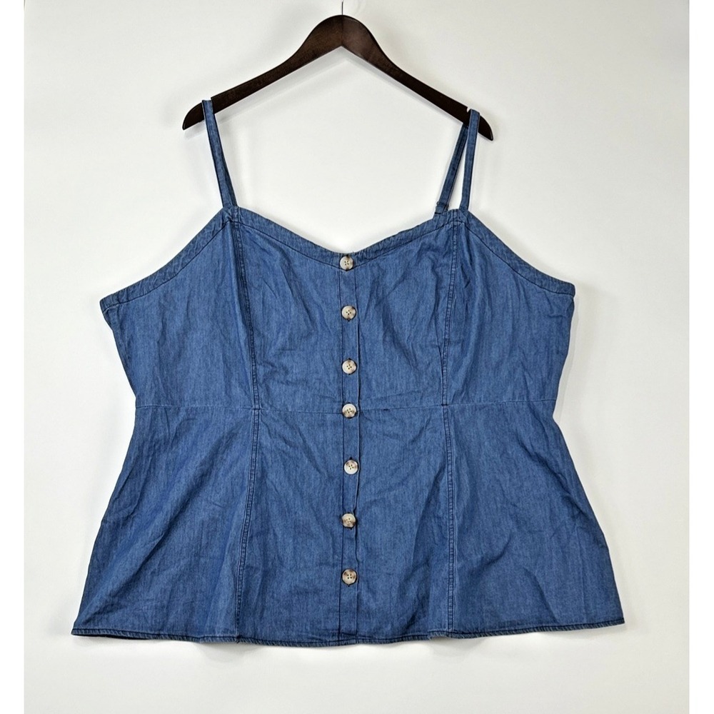 Torrid Babydoll Tank Top Size 4/4X Blue Denim Sweetheart Country Cottage Boho